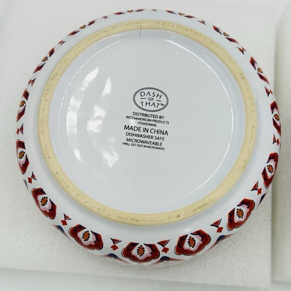 Set Of 2 Dash of That Lidded Stoneware Bowls Square Round Storage - Picture 11 of 12